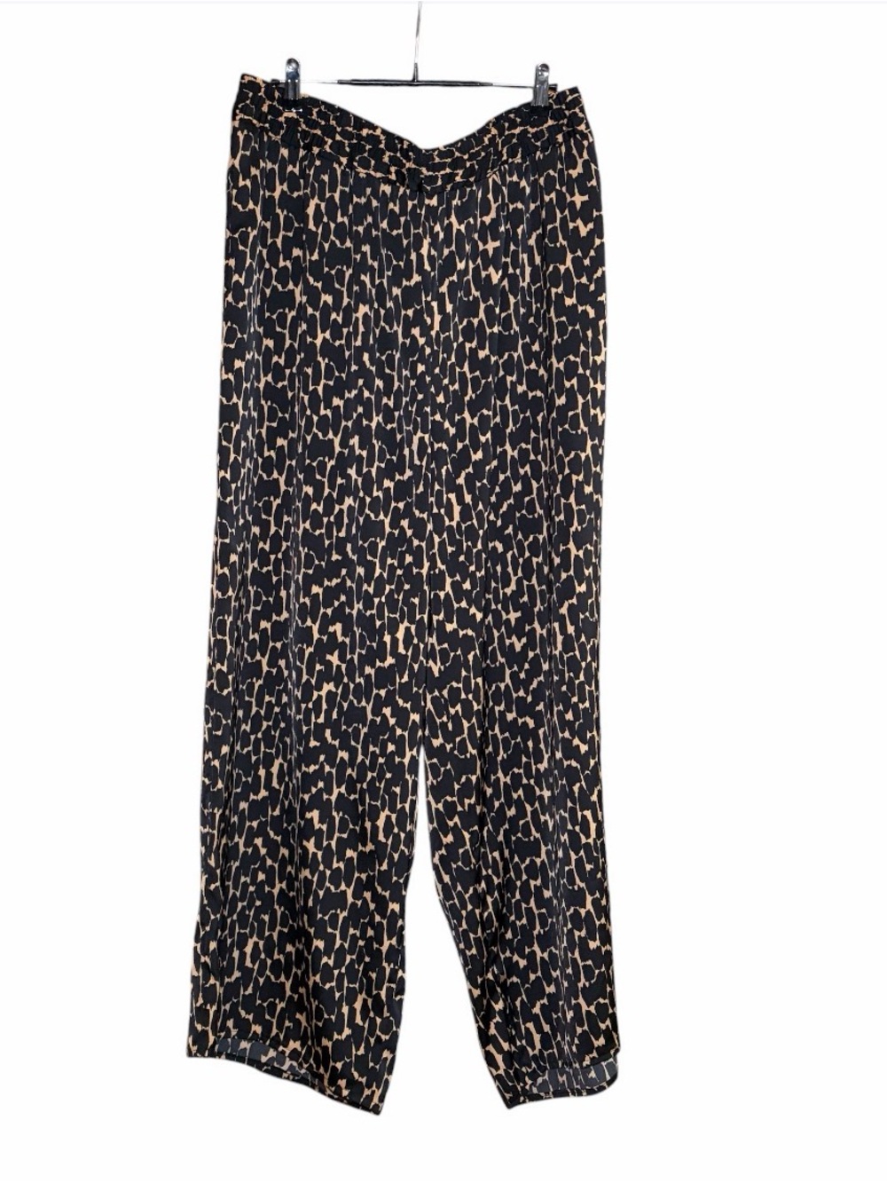 ELOQUII High Rise Pull On Wide Leg Pants Animal Print Womens 16 Black Tan